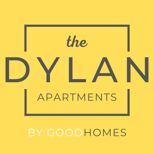 The image is a logo for "The Dylan Apartments" by Good Homes.